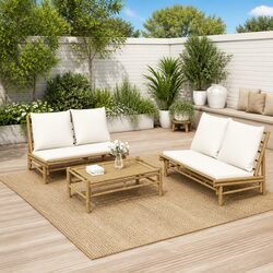 Comfortable Bamboo Outdoor Lounge Set with Cushions
