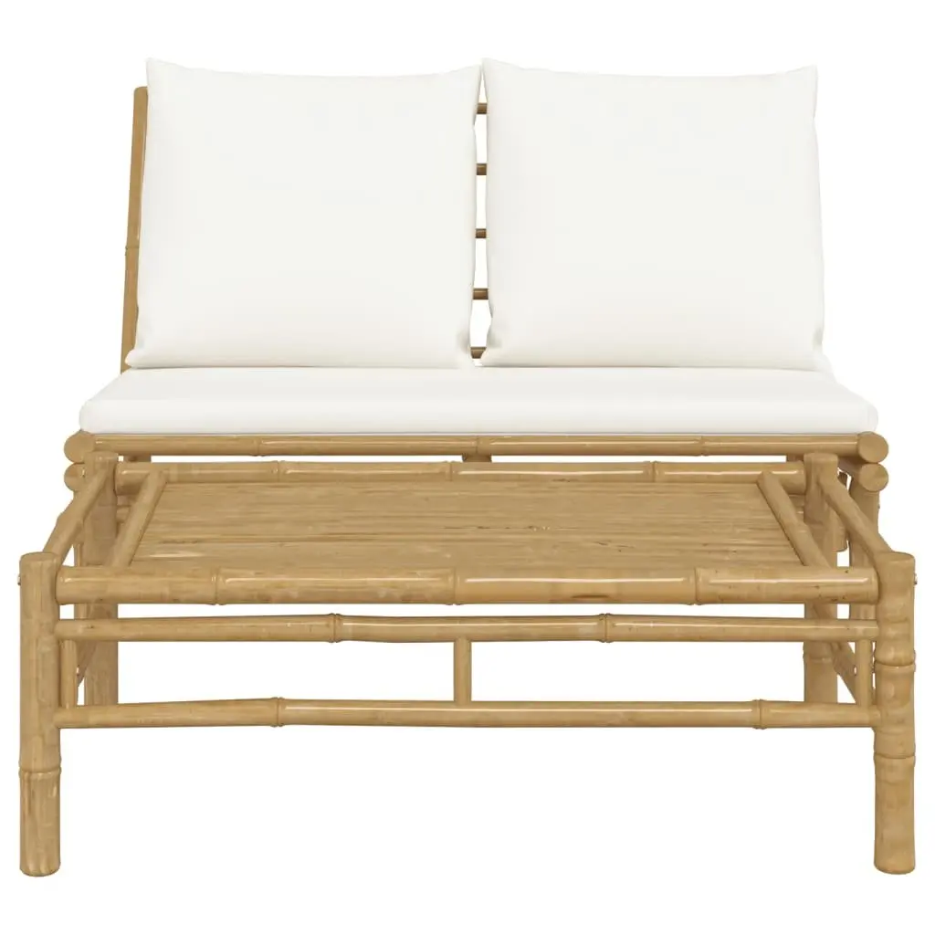 Outdoor Garden Lounge Set 2 Piece Bamboo Sofa with Cushions Cream