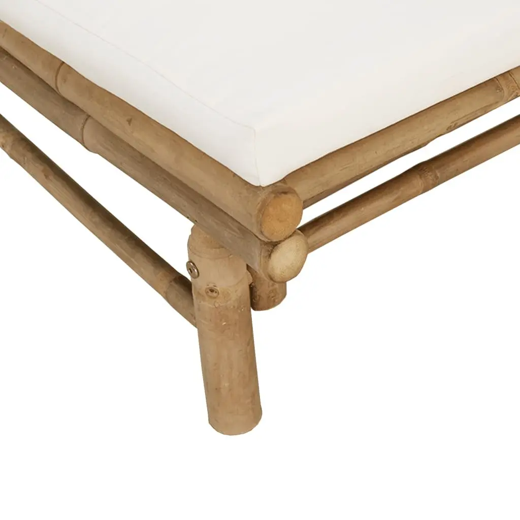 Outdoor Garden Lounge Set 2 Piece Bamboo Sofa with Cushions Cream