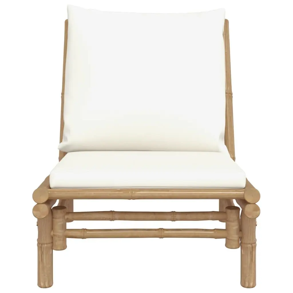 Bamboo Outdoor Garden Chairs 2 Piece Set with Cushions Cream