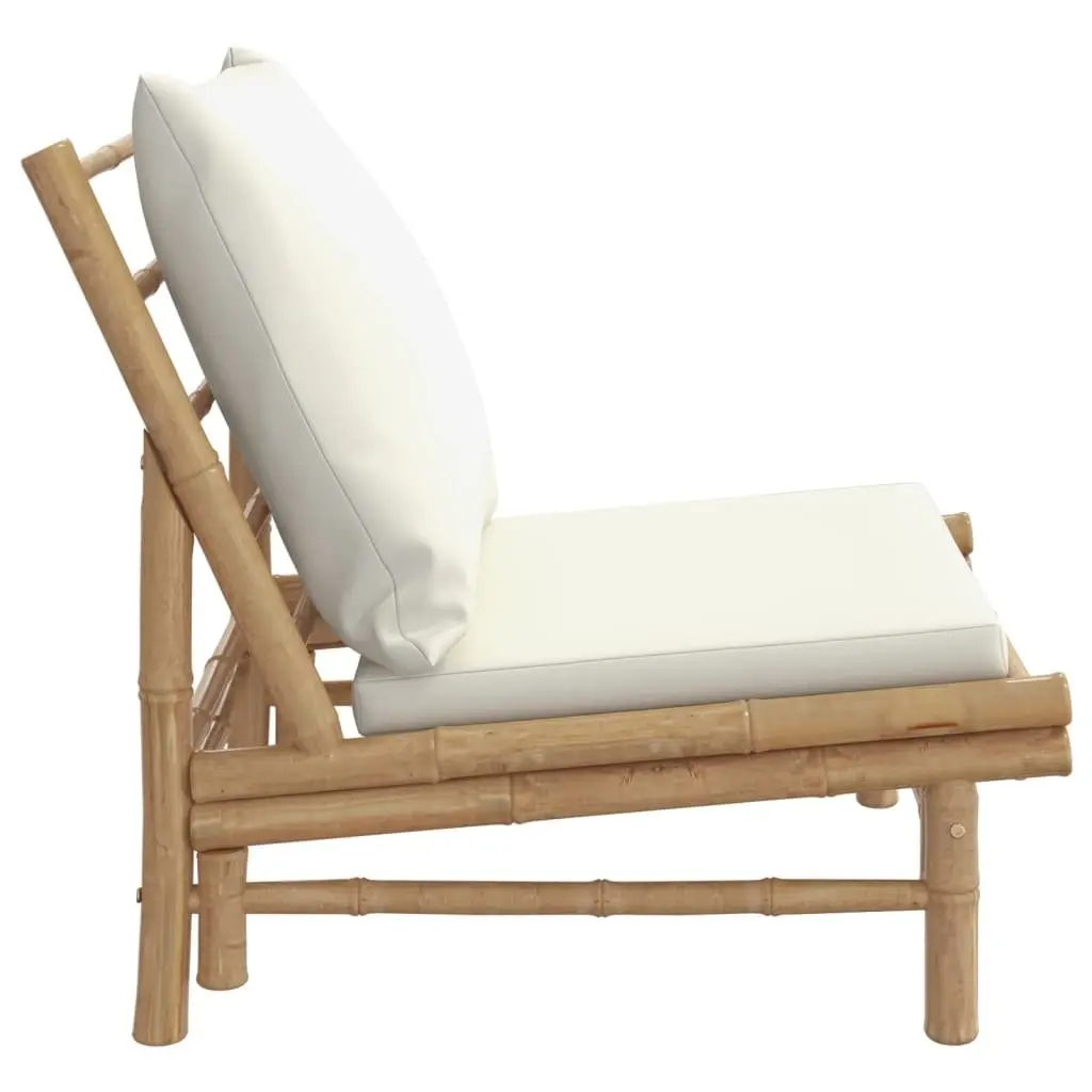 Bamboo Outdoor Garden Chairs 2 Piece Set with Cushions Cream