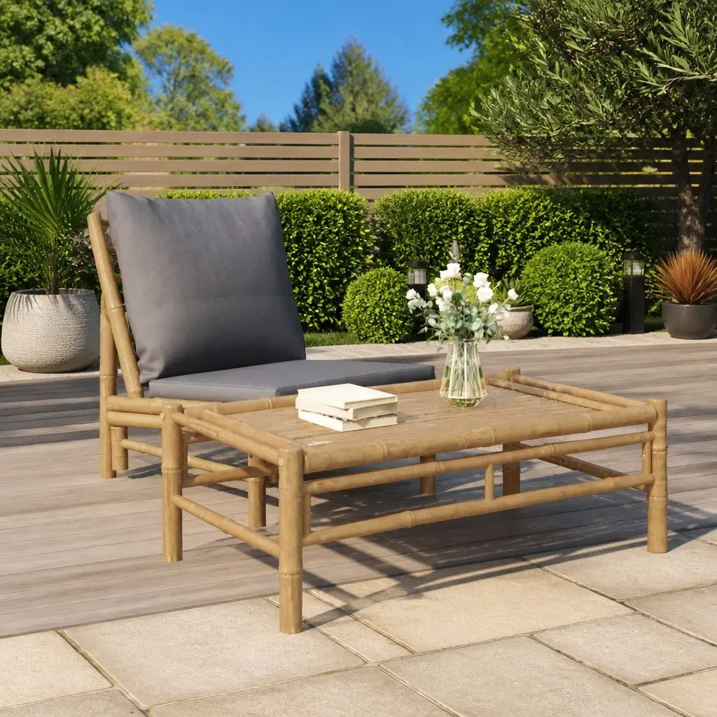 Bamboo Coffee Table Outdoor Patio Furniture Brown 100x55x33cm