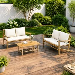 Durable Bamboo Lounge Set: Practical Outdoor Seating