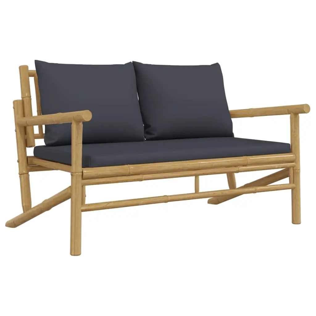 Bamboo Garden Bench with Cushions