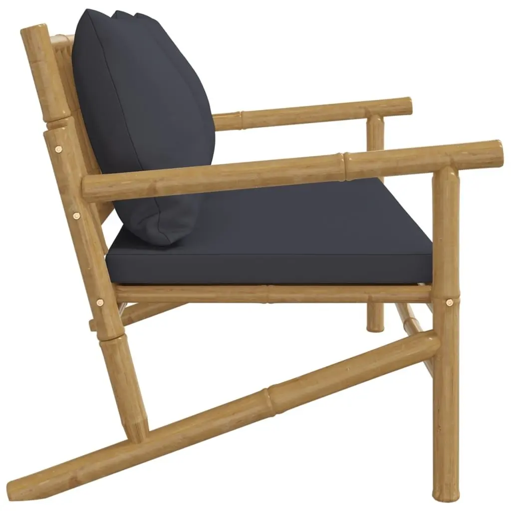 Bamboo Garden Bench with Cushions