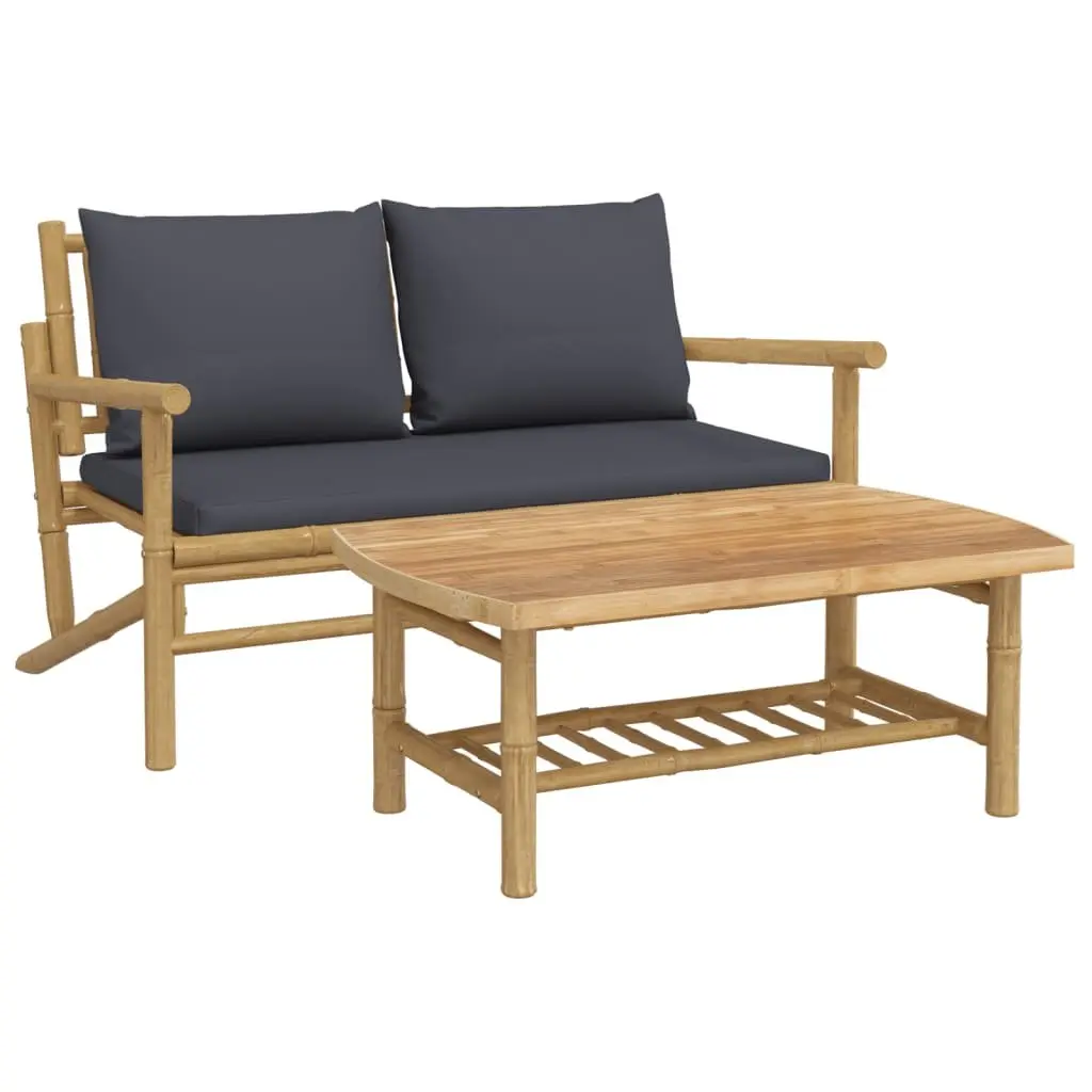 Outdoor Sectional Sofa Lounge Set 2 Piece Garden Seating Grey