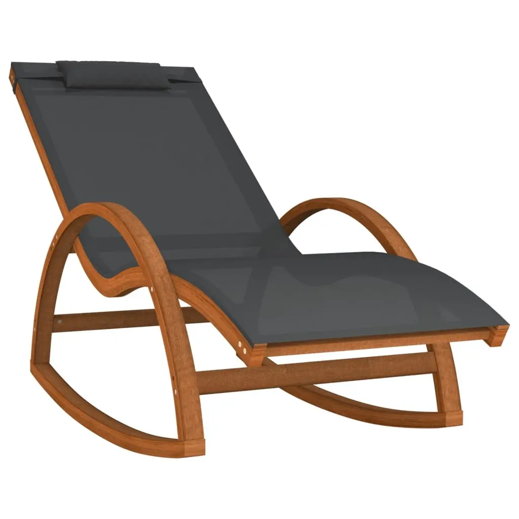 Rocking Chair Outdoor Relaxation Grey Textilene Garden Lounger