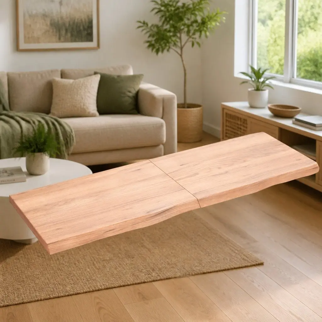 Wall Shelf Rustic Brown Solid Oak Wood Folding Storage 140x50 cm
