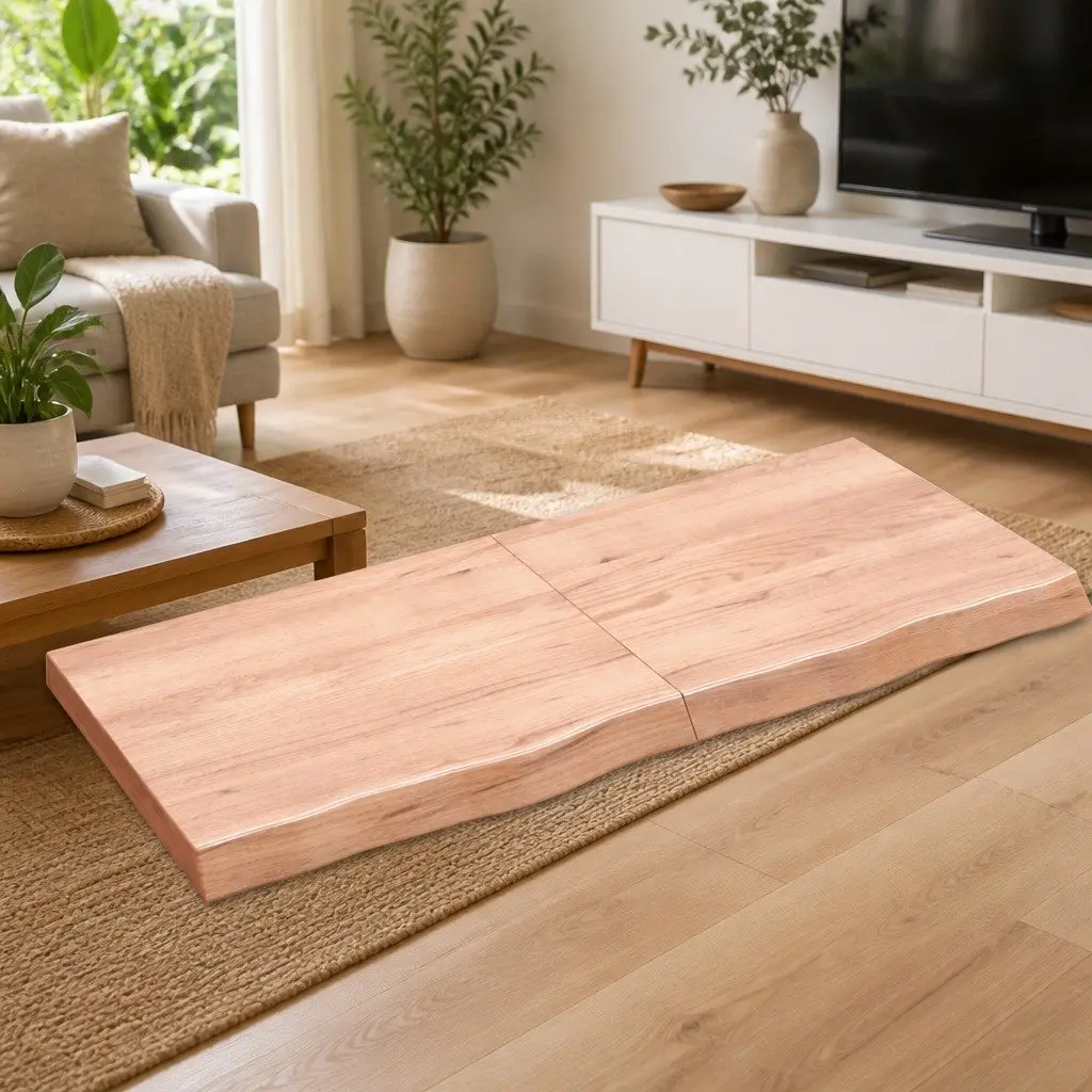 Wall Shelf Brown Solid Oak Wood 140x60cm Rustic Storage Handmade Live Edge