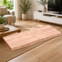 Wall Shelf Brown Solid Oak Wood 140x60cm Rustic Storage Handmade Live Edge