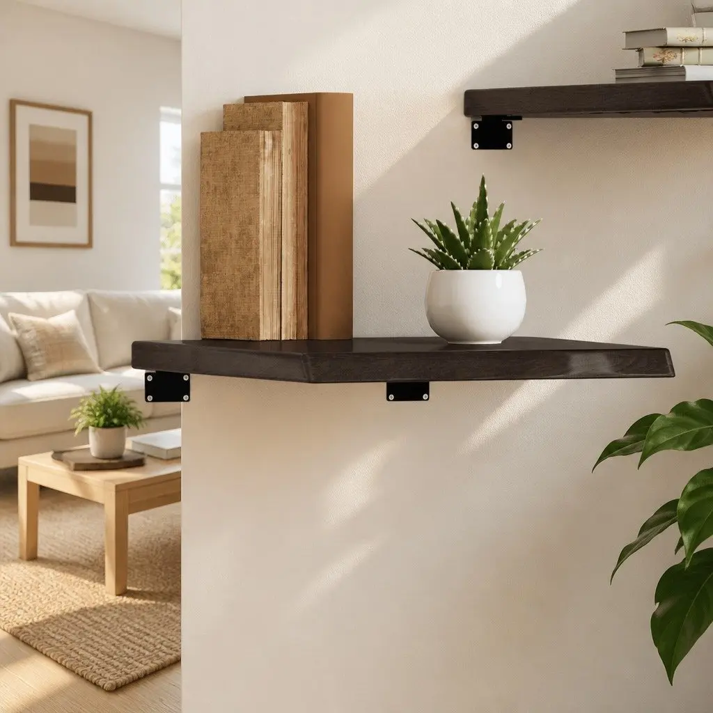 Dark Brown Oak Wall Shelf