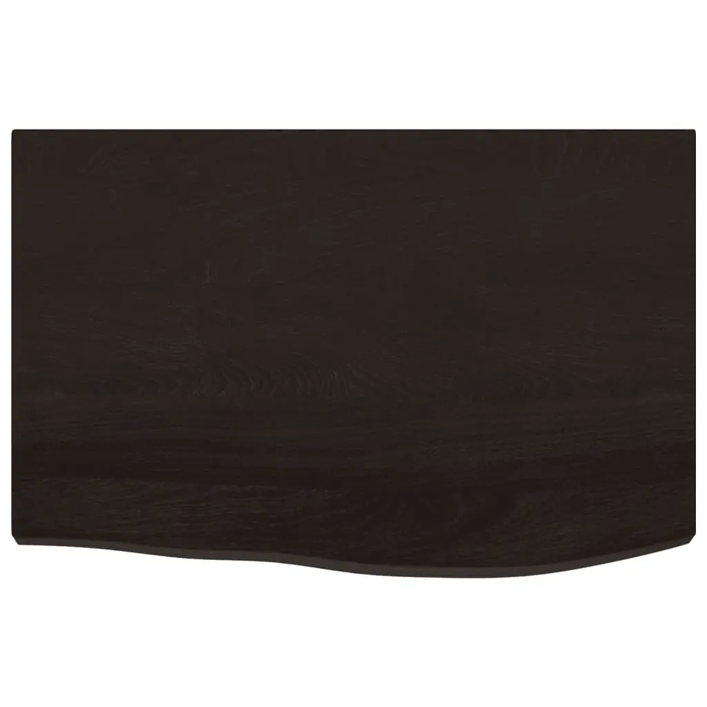 Wall Shelf Dark Brown Solid Oak Wood Treated Live Edge Storage Display 60x40cm