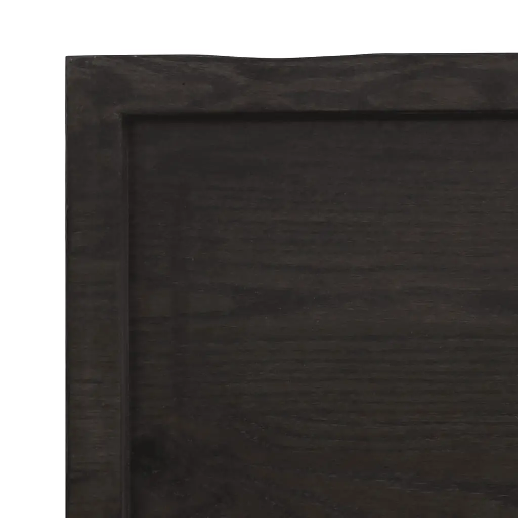 Wall Shelf Dark Brown Solid Oak Wood Treated Live Edge Storage Display 60x40cm