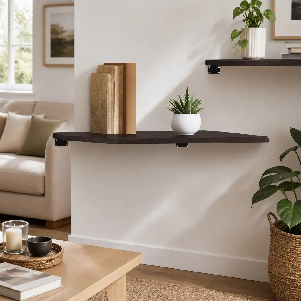 Wall Shelf Rustic Storage 60x50x2 cm Dark Brown Solid Wood