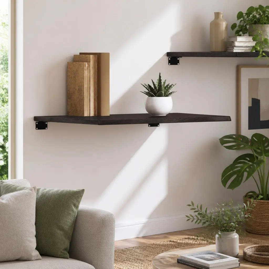 Wall Shelf Rustic Storage 60x60x2 cm Dark Brown Solid Oak Wood