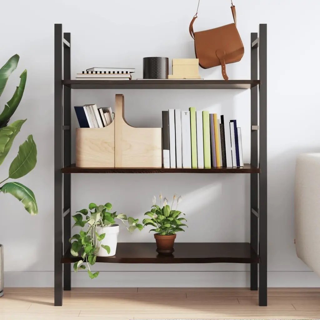 Wall Shelf Rustic Solid Oak Wood Dark Brown Floating Storage 80 x 50 x 2 cm