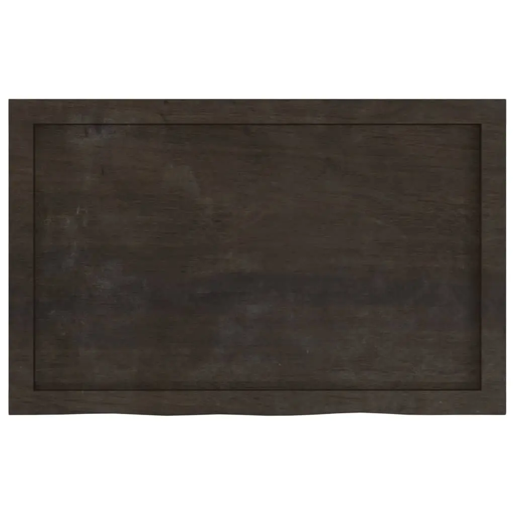 Handmade Dark Brown Solid Oak Wall Shelf with Live Edge 80x50cm