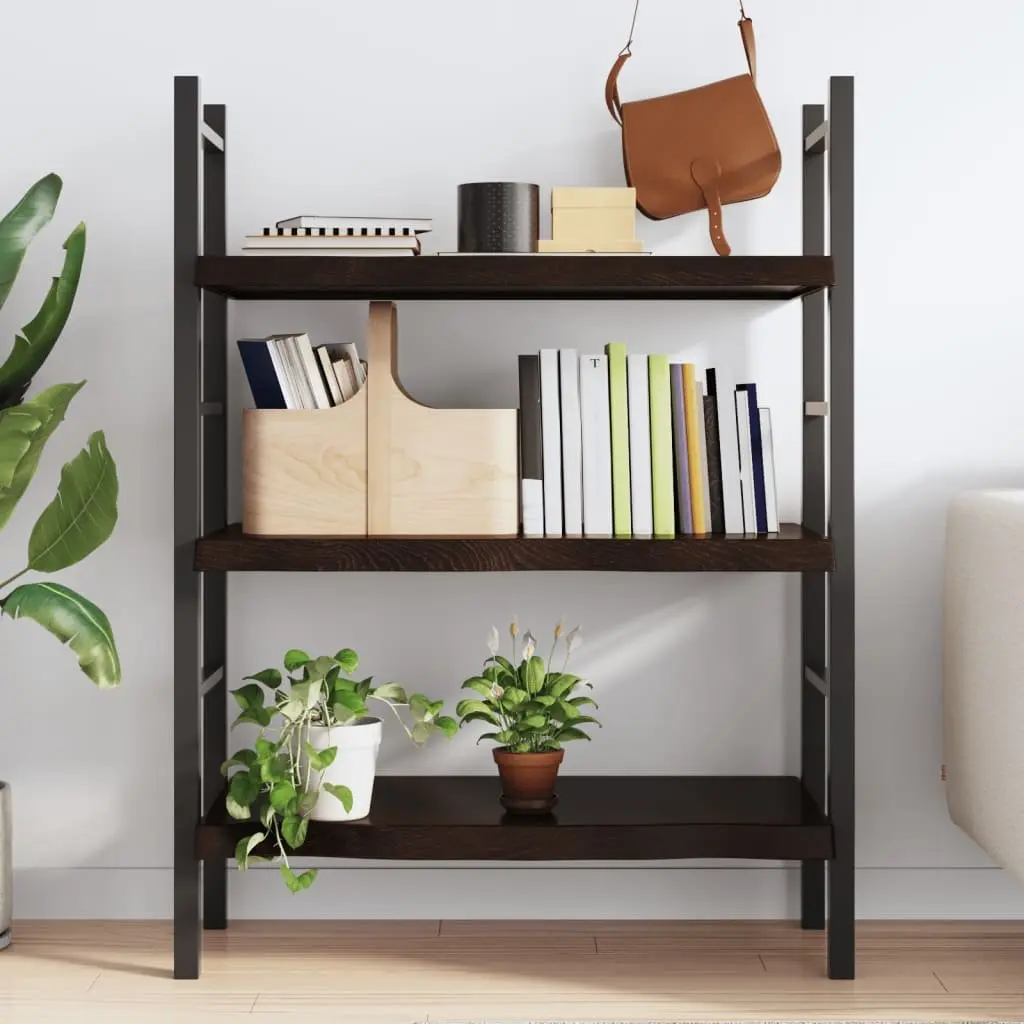 Wall Shelf Solid Oak Wood Rustic Dark Brown 80x50 cm