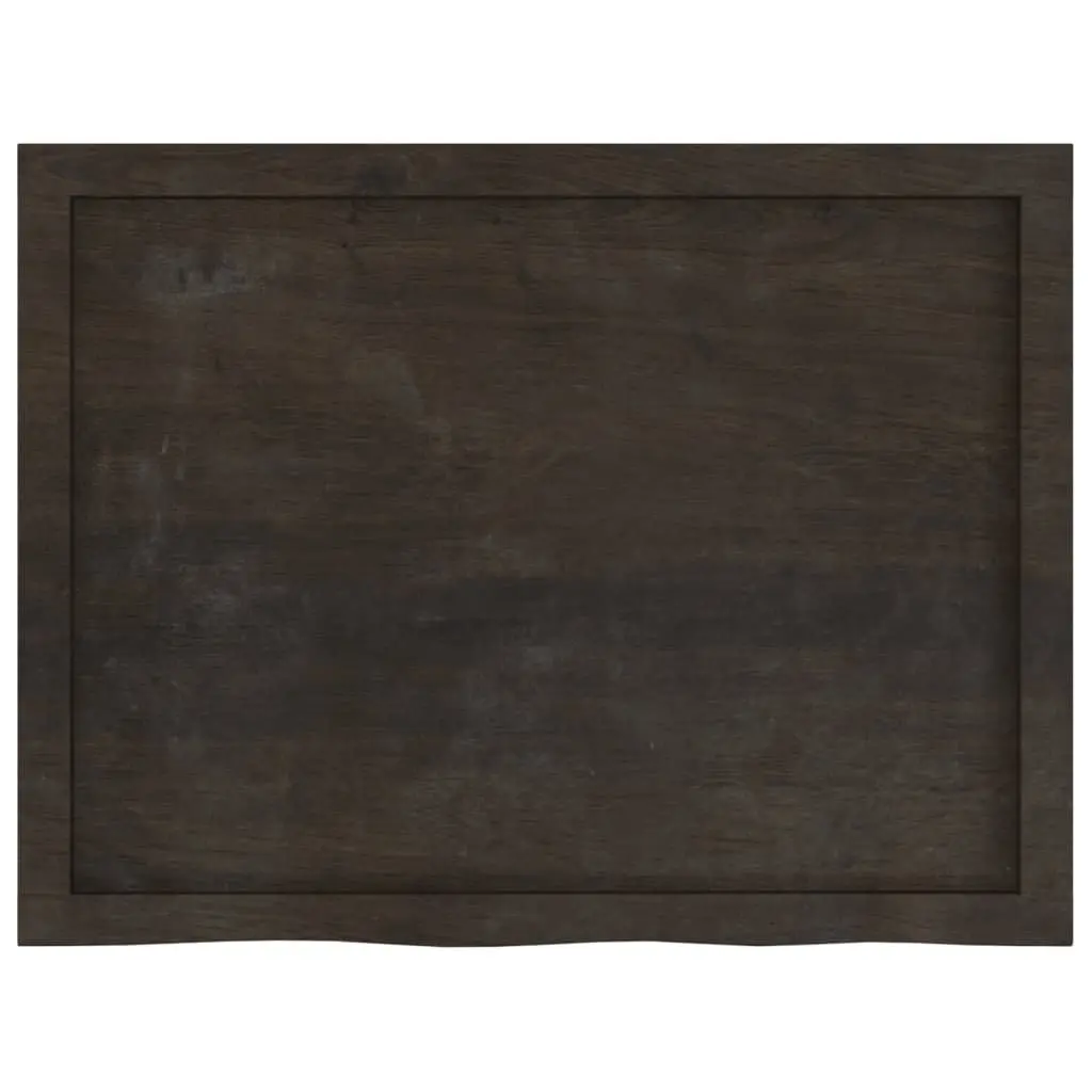 Solid Oak Wood Rustic Wall Shelf Dark Brown 80x60cm