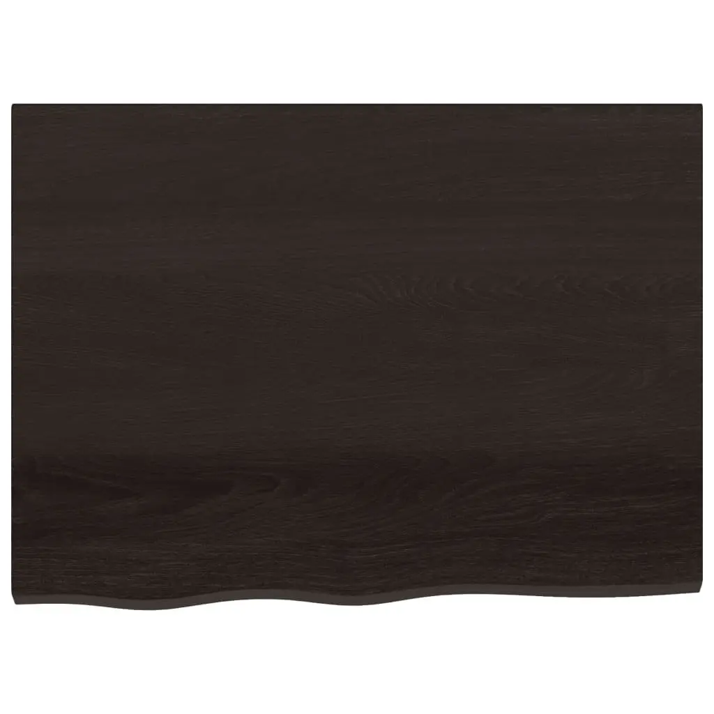 Solid Oak Wood Rustic Wall Shelf Dark Brown 80x60cm