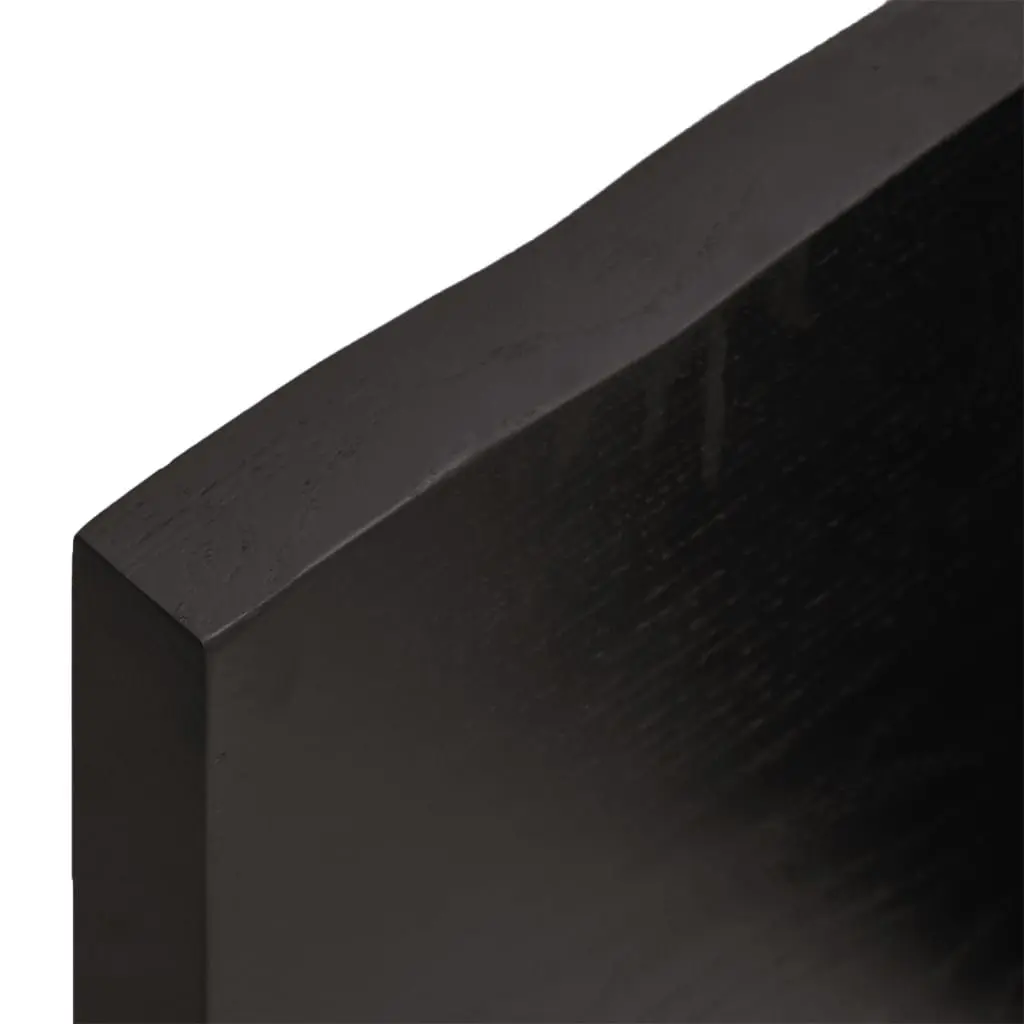 Solid Oak Wood Rustic Wall Shelf Dark Brown 80x60cm