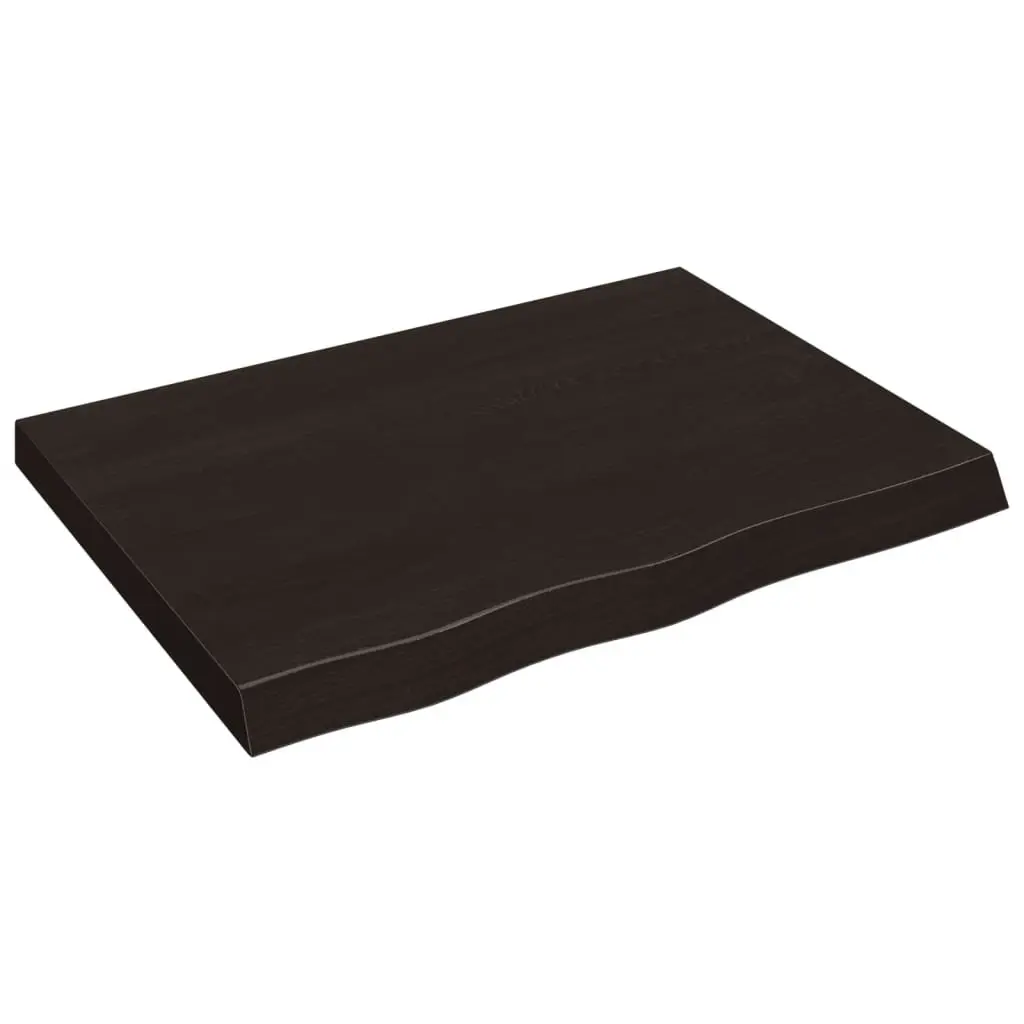 Wall Shelf Rustic Storage Solid Oak Wood Dark Brown Handmade Live Edge 80 x 60 x 2-6 cm