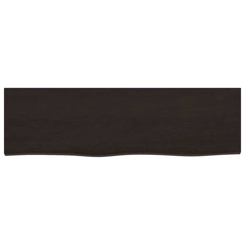 Wall Shelf Storage 100x30x2 cm Dark Brown Solid Oak Wood Rustic Style