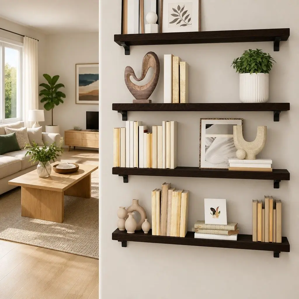 Wall Shelf Rustic Storage 100x30cm Dark Brown Solid Oak Wood