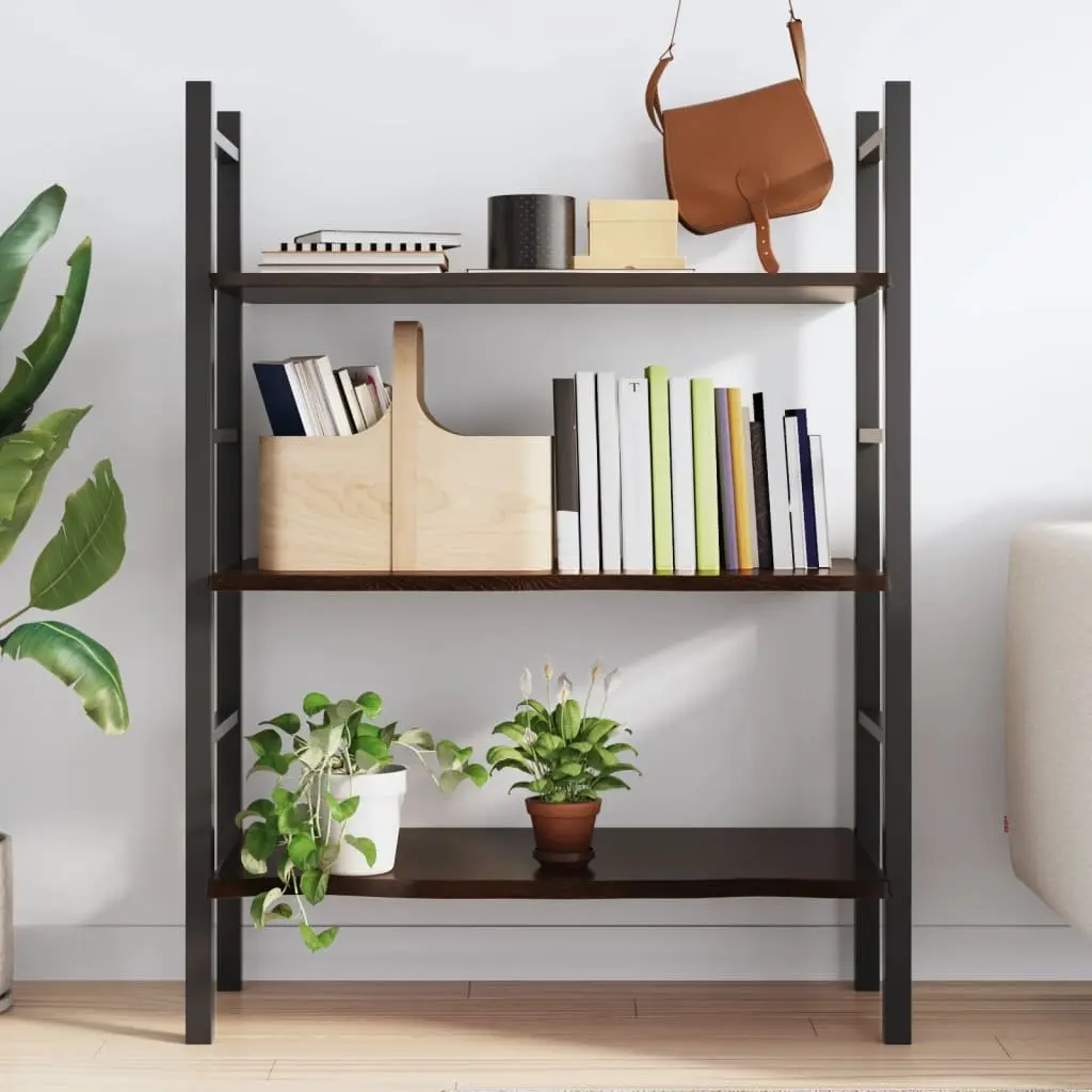 Wall Shelf Dark Brown Solid Oak Wood Rustic Storage 100x40x2 cm Handmade
