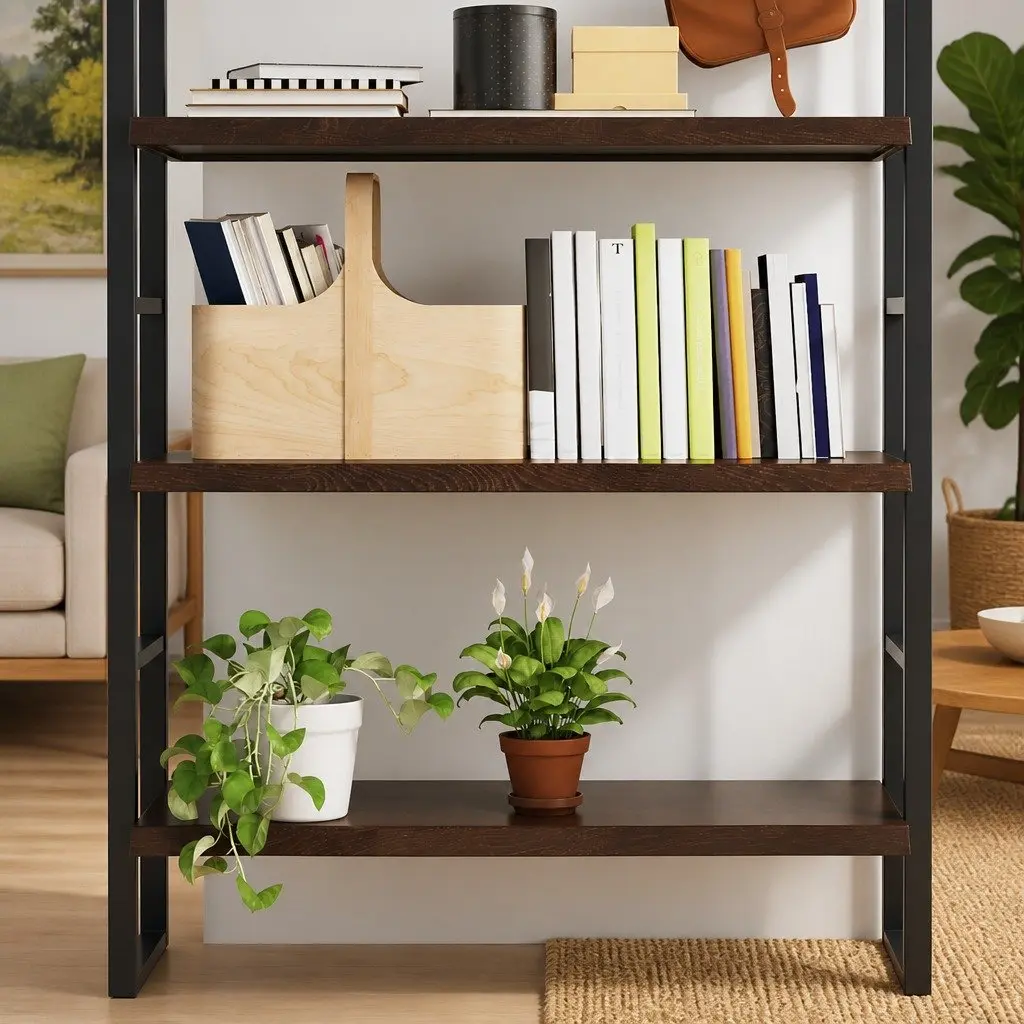 Rustic Solid Oak Wood Wall Shelf, Dark Brown 100x40cm