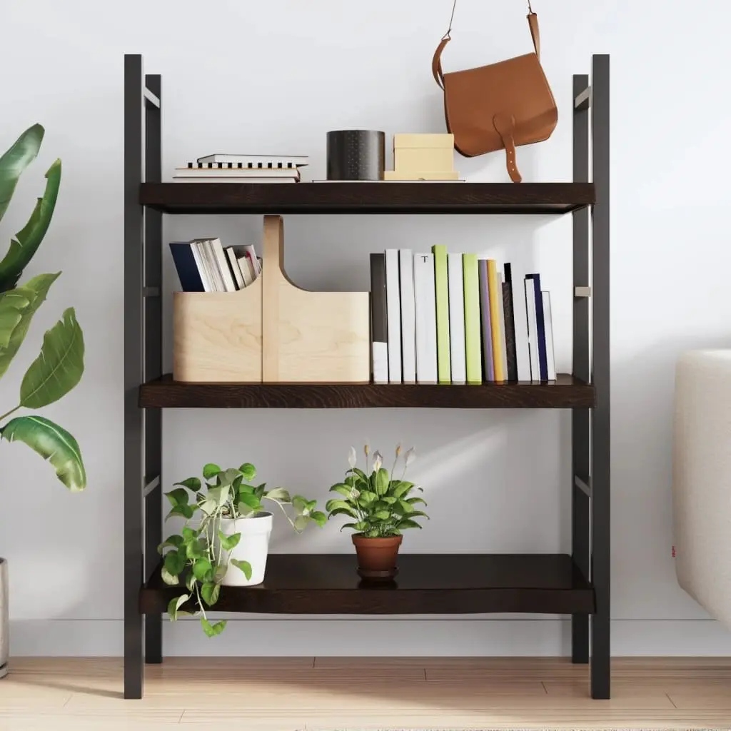 Wall Shelf Dark Brown Solid Oak Wood Rustic Storage Floating Shelf Living Room