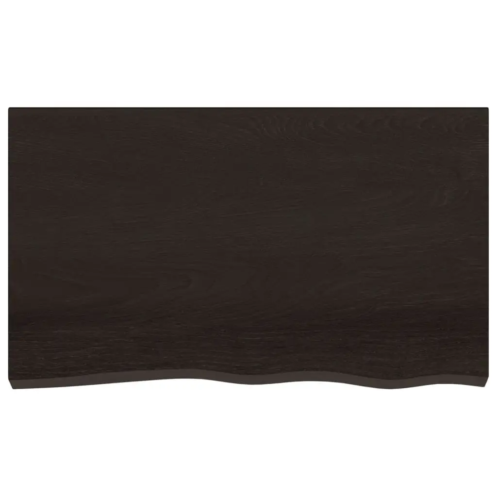 Wall Shelf Dark Brown Solid Oak Wood Rustic Storage Shelving 100x60cm