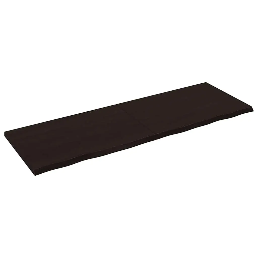 Wall Shelf Rustic Storage Handmade Solid Oak Wood Dark Brown Live Edge 180 x 60 x 2-4 cm