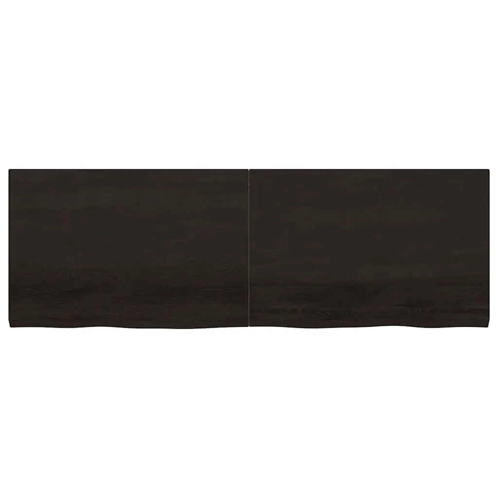 Wall Shelf Rustic Storage Handmade Solid Oak Wood Dark Brown Live Edge 180 x 60 x 2-4 cm