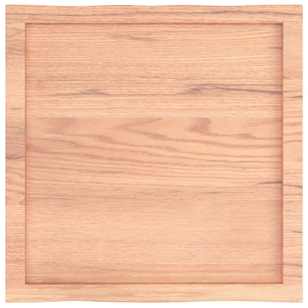 Solid Oak Wood Table Top 60x60cm Live Edge Brown Treated Handcrafted