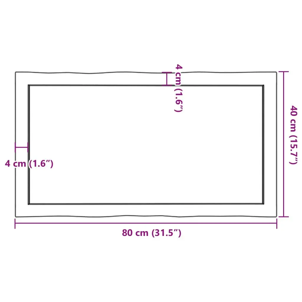Solid Oak Wood Table Top, 80x40cm Size
