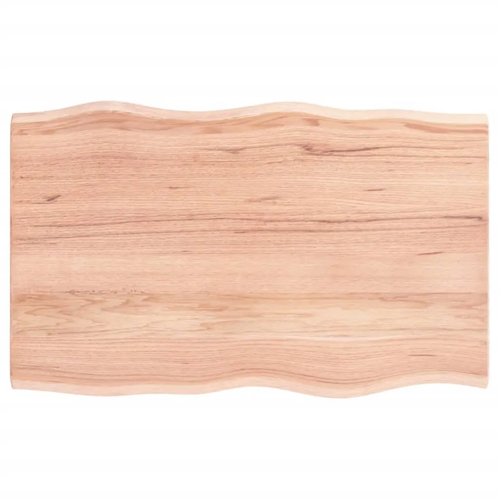 Solid Oak Wood Table Top Live Edge 80x50x2 cm Brown