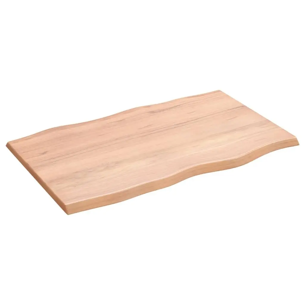Solid Oak Wood Table Top Live Edge 80x50x2 cm Brown