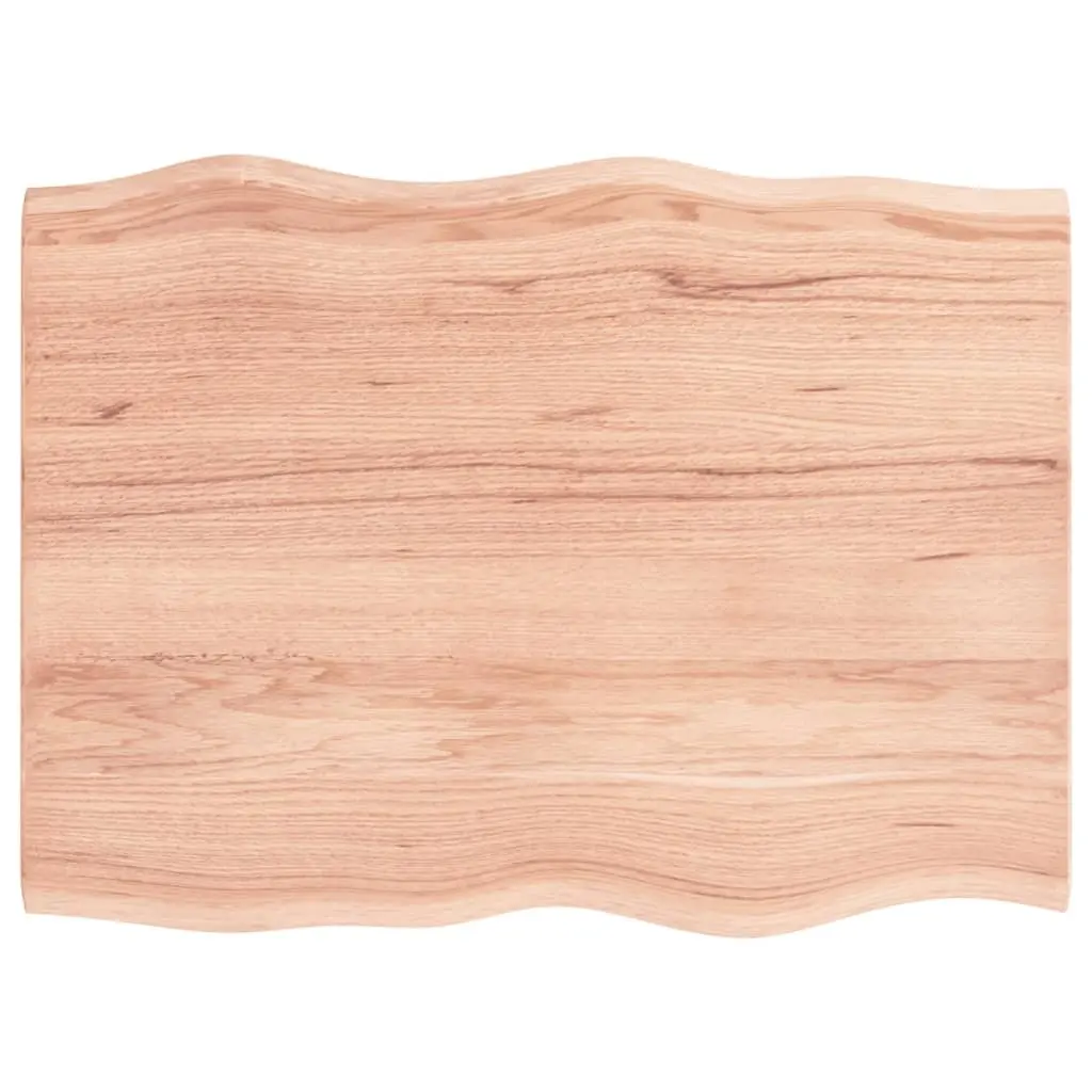Solid Oak Live Edge Table Top Brown 80x60x2 cm Treated Wood DIY Replacement