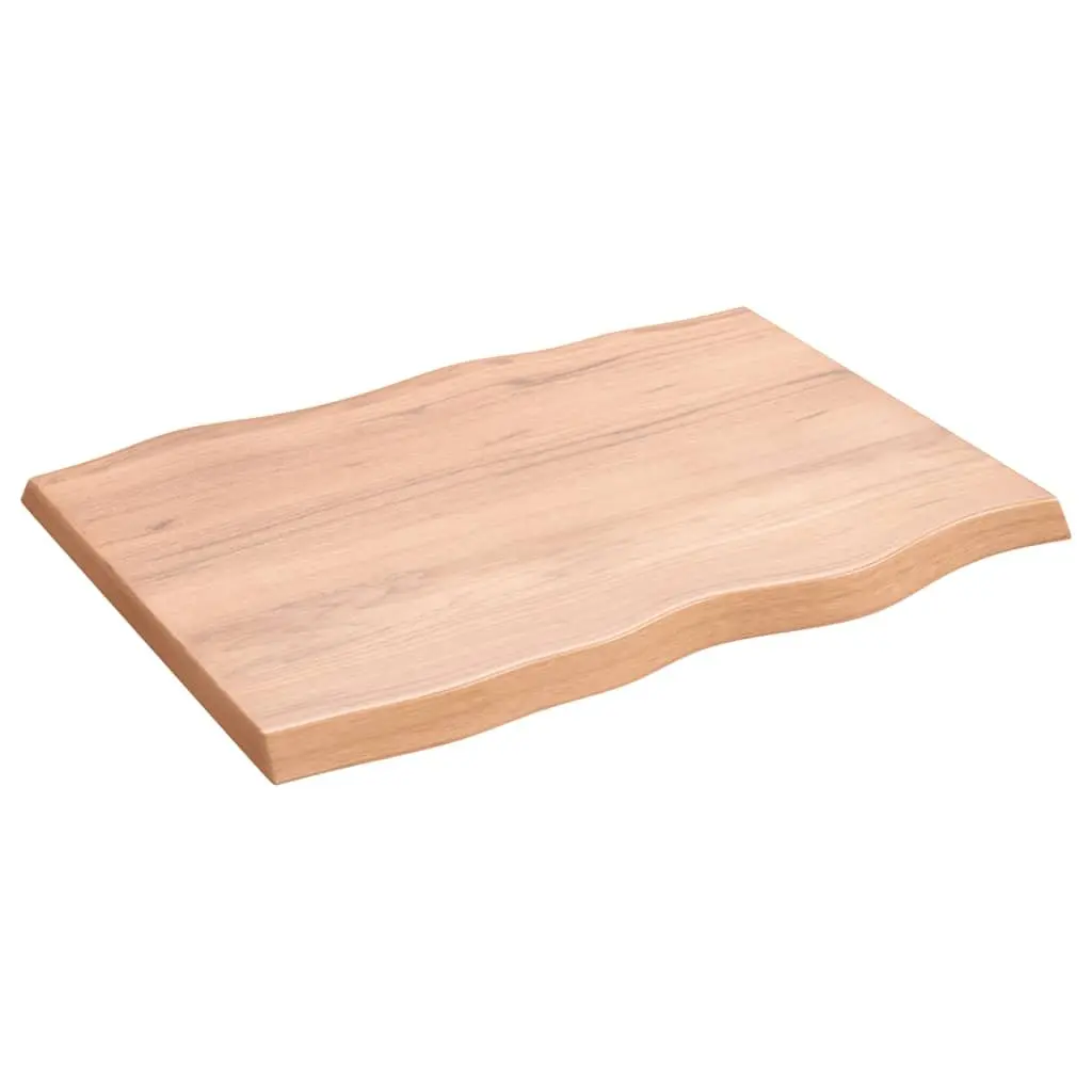 Solid Oak Wood Table Top Live Edge Brown 80x60cm Replacement Dining Surface