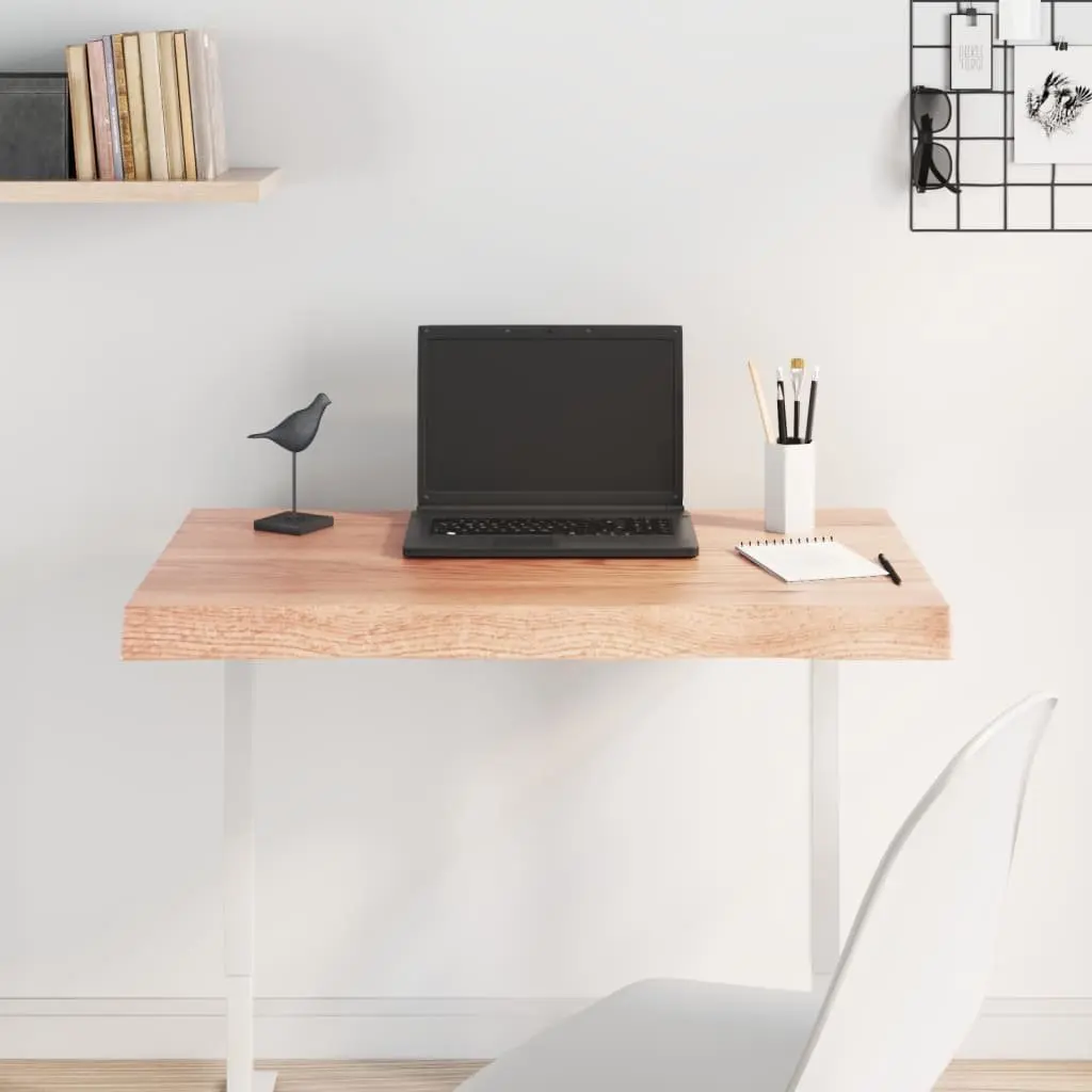 Solid Oak Live Edge Table Top in Brown
