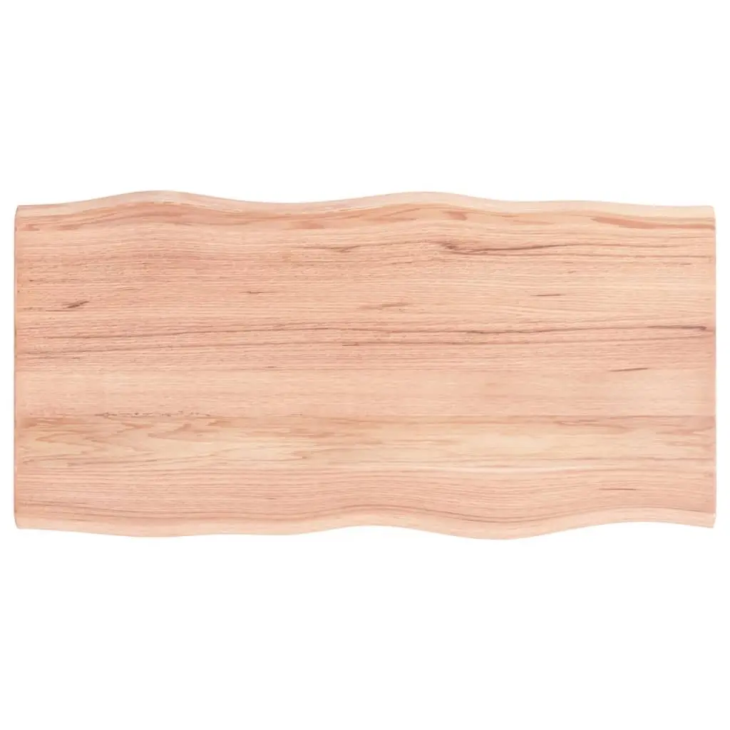 Solid Oak Wood Table Top Live Edge 100x50cm Brown