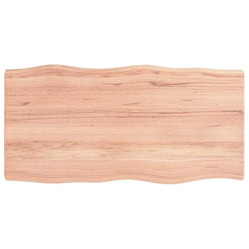 Solid Oak Wood Table Top Brown Live Edge 100x50cm Treated Tabletop Replacement