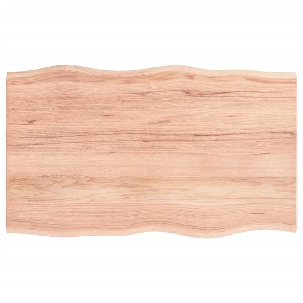 Table Top Solid Oak Wood Live Edge 100x60x2 cm Light Brown