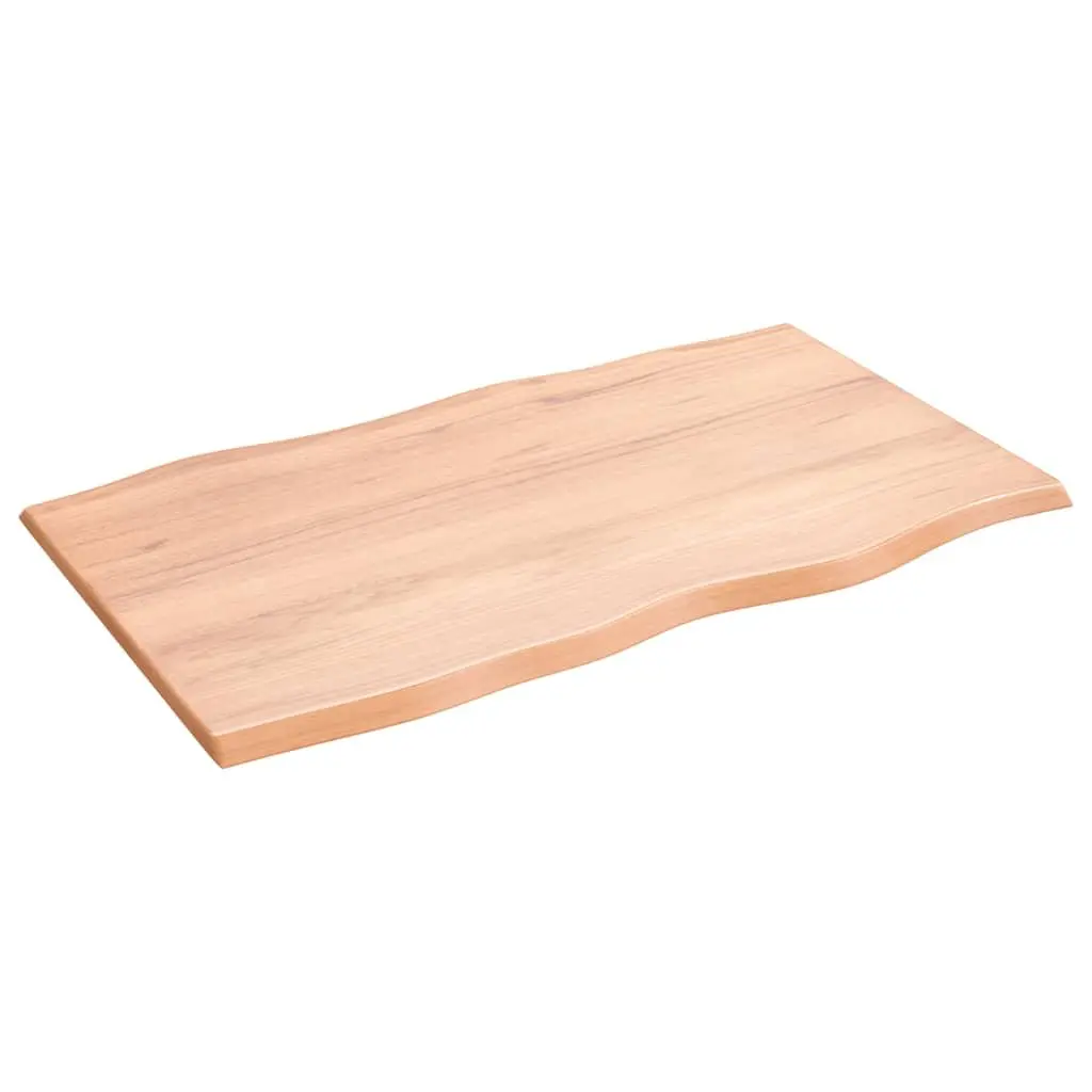 Table Top Solid Oak Wood Live Edge 100x60x2 cm Light Brown