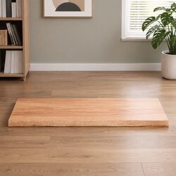 Treated Brown Oak Wooden Tabletop Live Edge 100x60cm