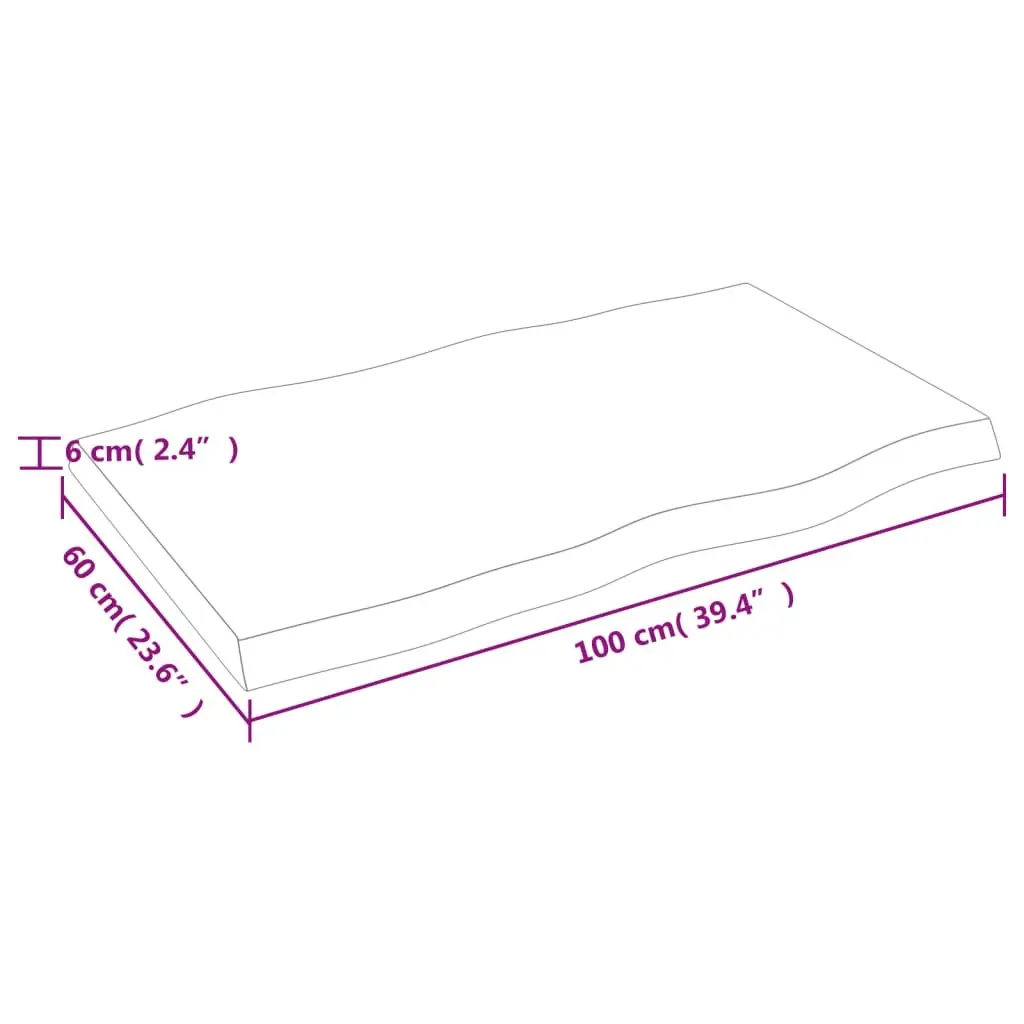 Oak Tabletop Replacement Live Edge Brown 100cm x 60cm Solid Wood for DIY Use