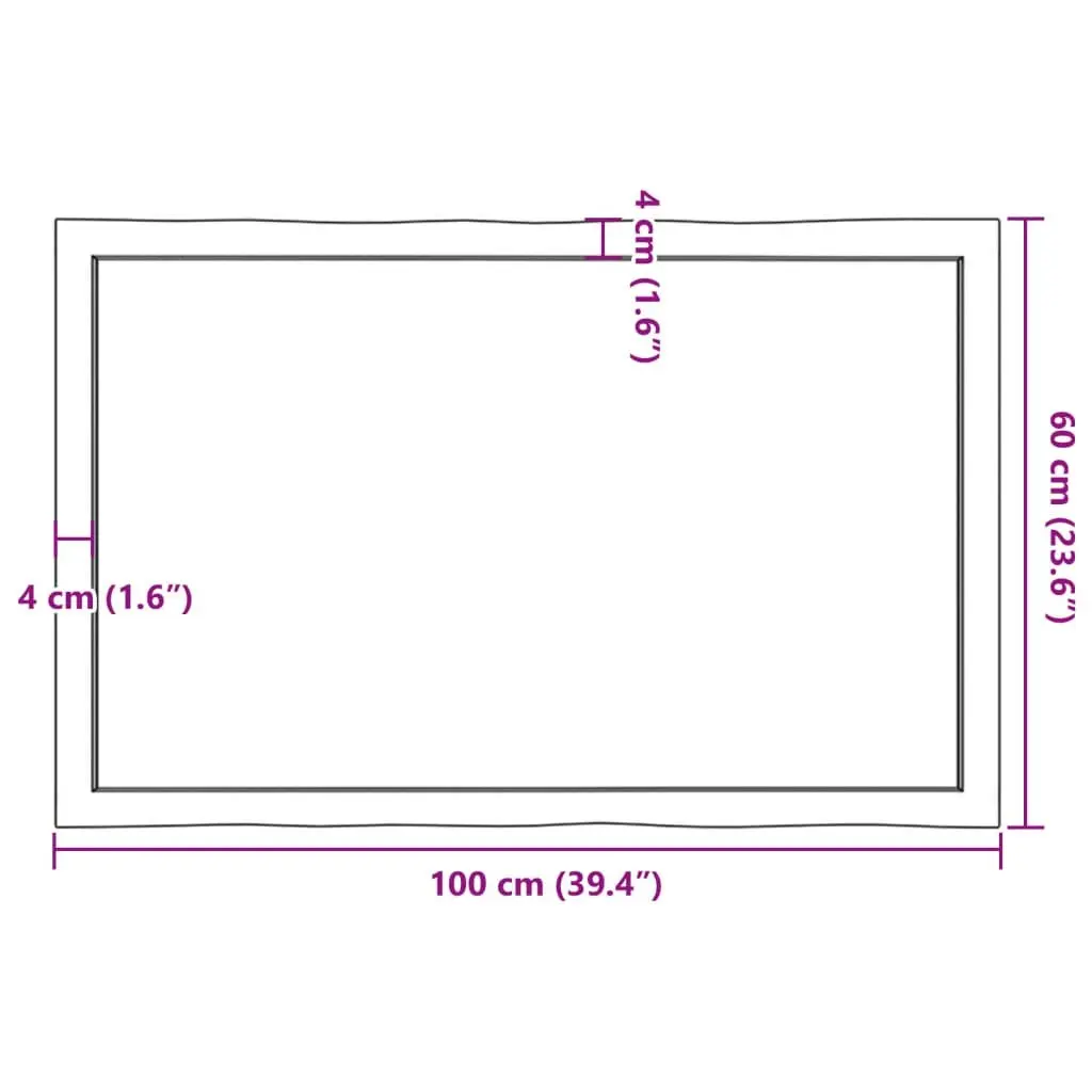 Oak Tabletop Replacement Live Edge Brown 100cm x 60cm Solid Wood for DIY Use