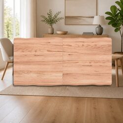 Foldable Solid Oak Wood Table Top with Live Edge Design