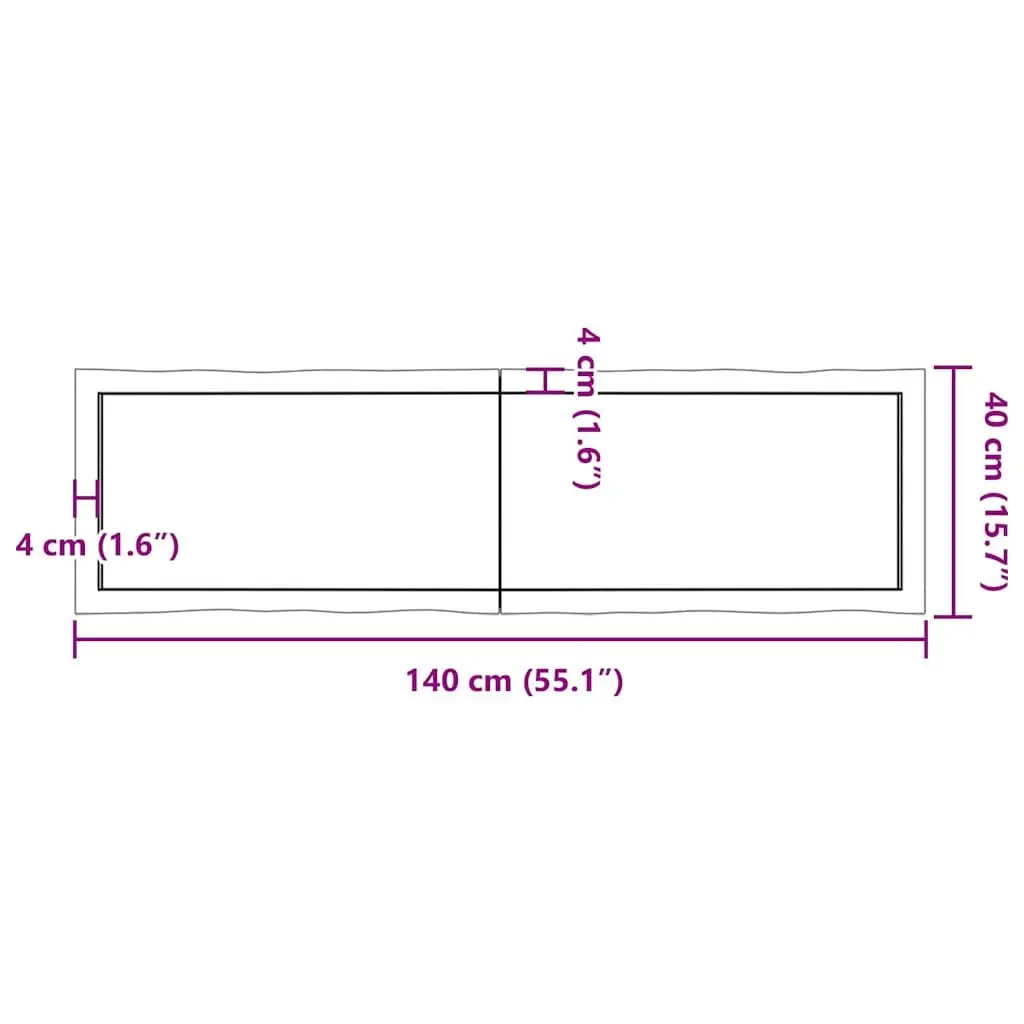Wooden Table Top Brown 140x40cm Live Edge Solid Oak Foldable